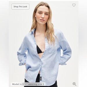 J Crew X Baird Mcnutt French Blue Irish Linen Wren Slim Fit Button Down Shirt 14